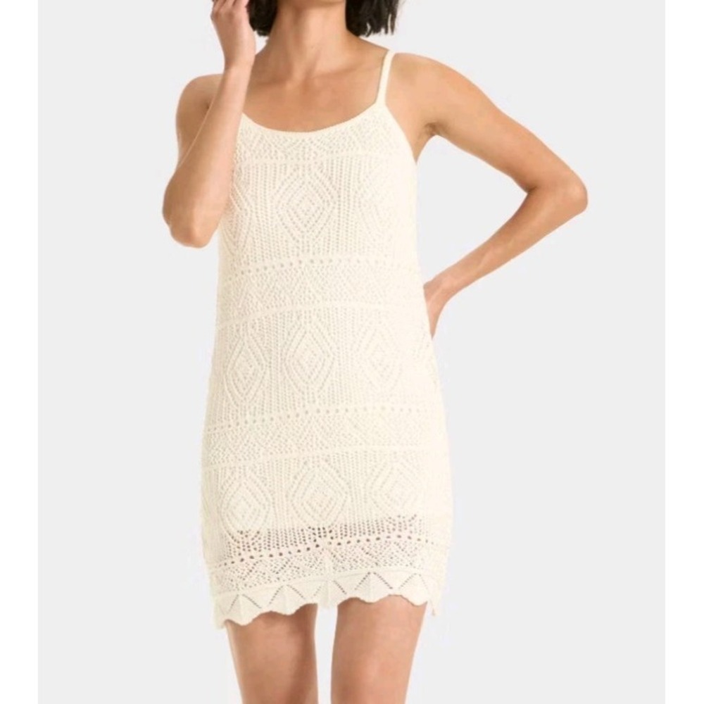 NEW A New Day Women's Mini Crochet Shift Dress Cream Size M